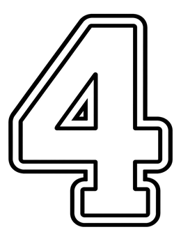 Free printable Athletic Block Number 4 coloring page