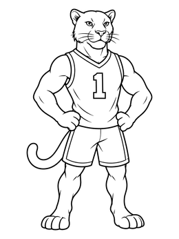 Free printable Athletic Panther Mascot In Jersey coloring page