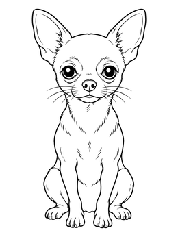 An alert little dog sitting neatly in this chihuahua coloring page.