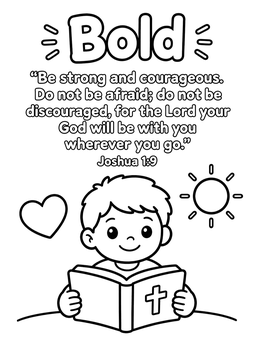 Free printable Be Strong And Courageous Bible Verse coloring page