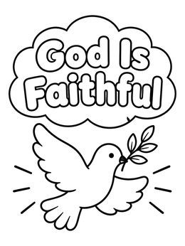 Free printable God Is Faithful Dove And Olive Branch coloring page