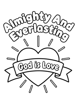 Free printable God Is Love Heart And Banner coloring page