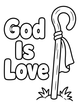 Free printable God Is Love Shepherd Staff coloring page
