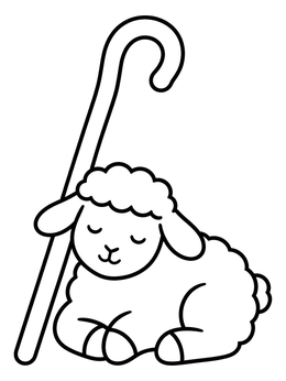 Free printable Good Shepherd Lamb And Staff coloring page