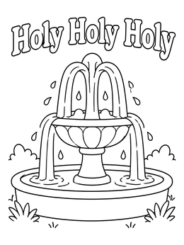 Free printable Holy Water Fountain In Garden coloring page