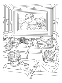 Free printable Audience Watching A Romantic Movie coloring page
