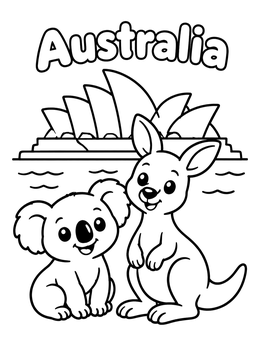 Free printable Koala And Kangaroo In Sydney coloring page
