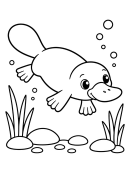 Free printable Playful Platypus Swimming Underwater coloring page
