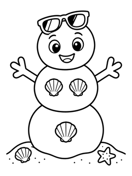 Free printable Cheerful Beach Sandman With Sunglasses coloring page