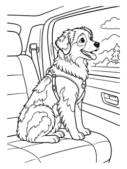 Free printable Australian Shepherd On A Car Trip coloring page