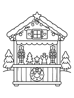 Free printable Alpine Christmas Market Stall coloring page