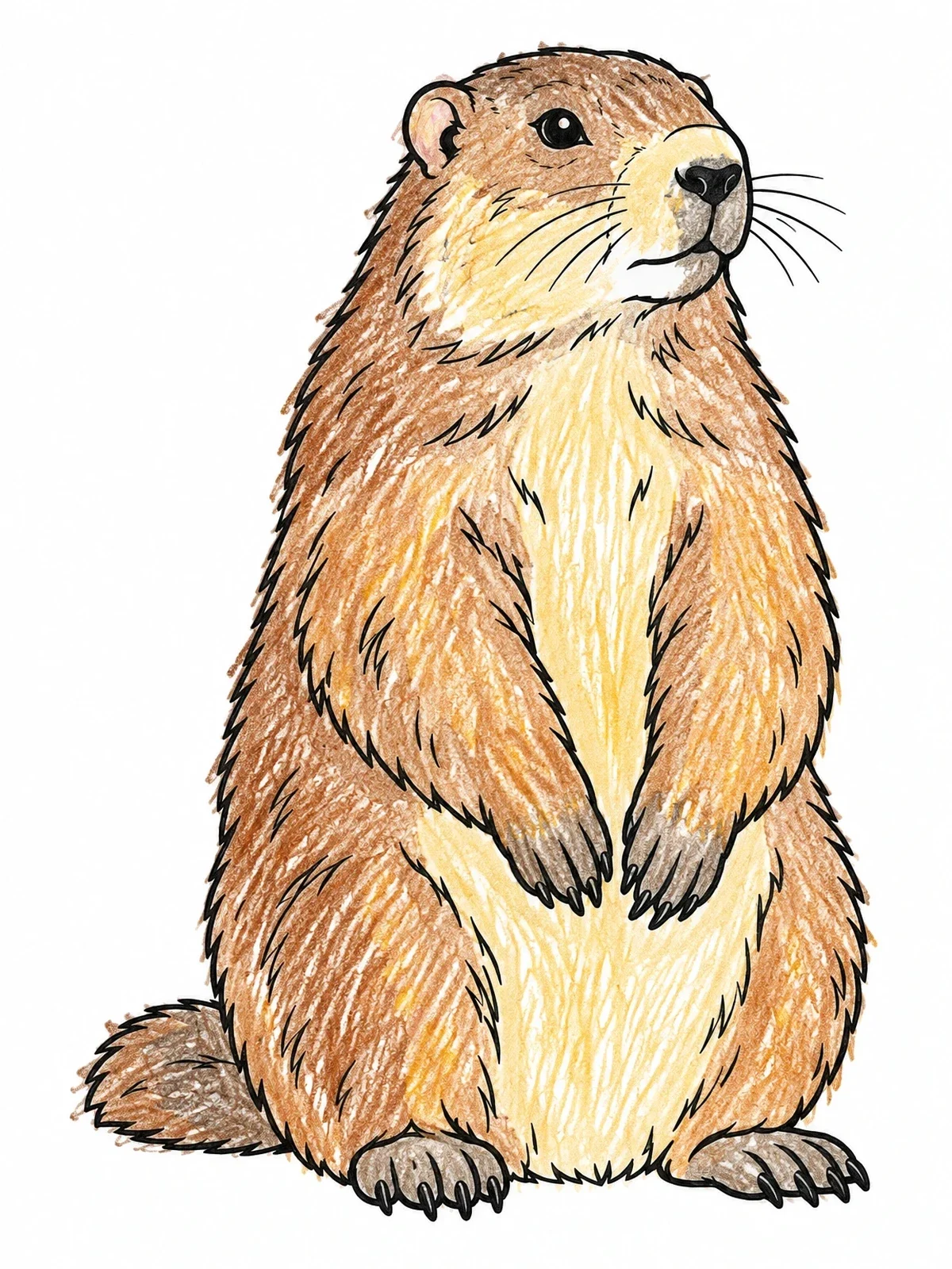 Colored example of the Alpine Marmot Standing Alert coloring page