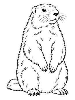 Free printable Alpine Marmot Standing Alert coloring page