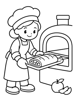 Free printable Baker With Fresh Apple Strudel coloring page