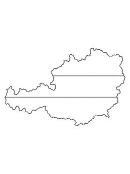 An outline map of Austria divided into flag stripes on this simple austria coloring page.