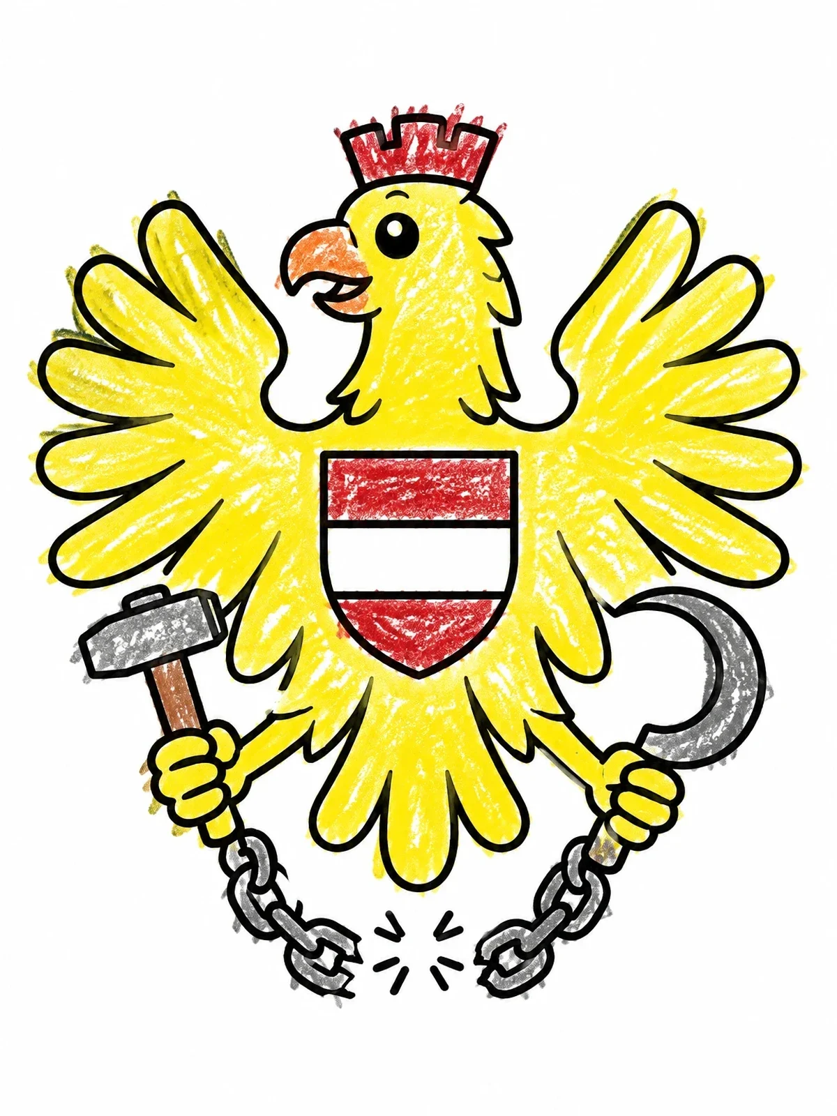 Colored example of the Cute Austrian Coat Of Arms Eagle coloring page