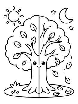 Free printable Day And Night Equinox Tree coloring page