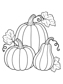 Free printable Harvest Pumpkins And Squash Trio coloring page