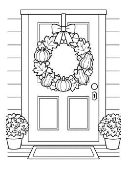 A festive autumn door in this candy corn coloring page.