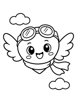 Free printable Aviator Winged Heart Flying High coloring page
