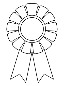 A classic prize award rosette on this bow coloring page with neat ruffled folds.