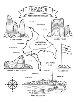 Free printable Baku And Absheron Peninsula Landmarks coloring page
