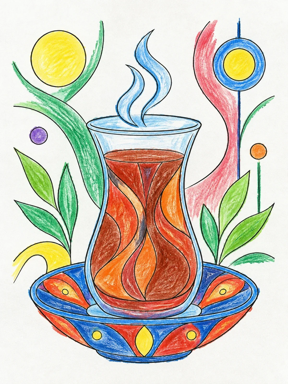 Colored example of the Traditional Azerbaijani Armudu Tea Glass coloring page