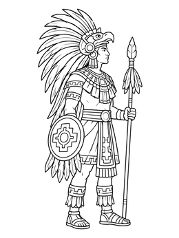 Free printable Aztec Eagle Warrior In Profile coloring page