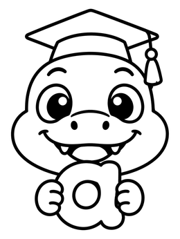 Free printable Baby Alligator Holding Letter A coloring page