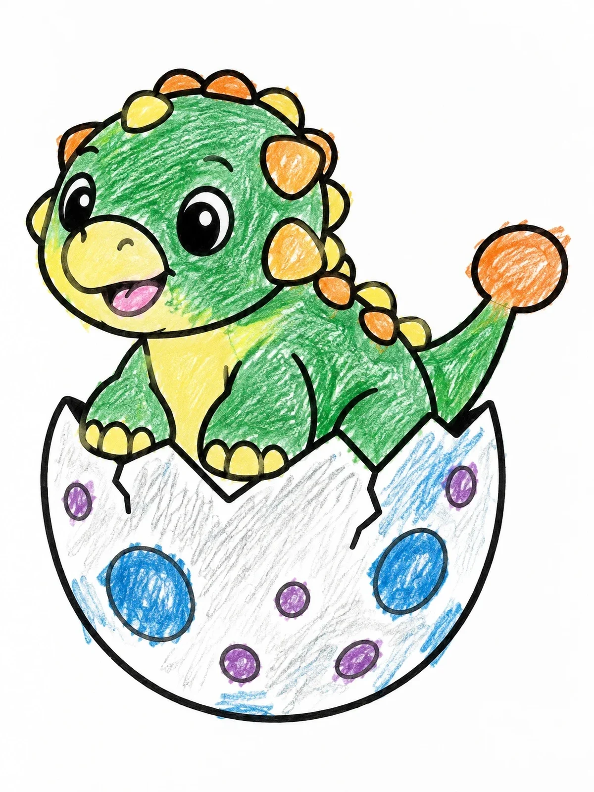 Colored example of the Baby Ankylosaurus Hatching From Egg coloring page