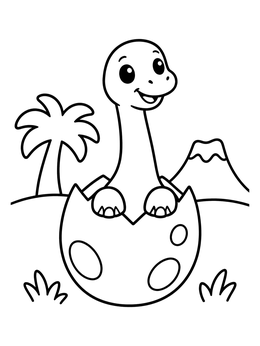 Free printable Baby Brachiosaurus Hatching From Egg coloring page