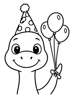Free printable Cute Brachiosaurus With Party Hat coloring page