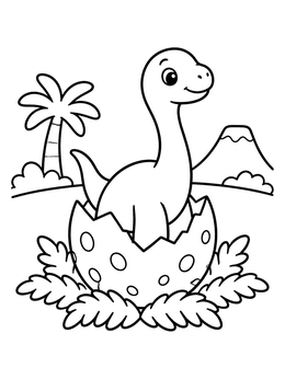 Free printable Baby Brontosaurus Hatching From Egg coloring page