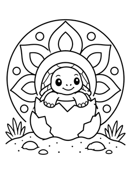 Free printable Cute Baby Tortoise Hatching coloring page