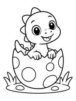 Cute Baby Dinosaur Hatching From Egg