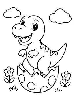 Cute Baby Dinosaur Hatching From Egg
