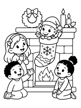 Free printable Baby Dragon In Christmas Stocking coloring page