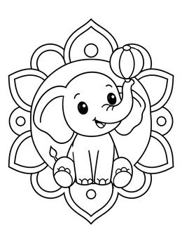 Free printable Playful Baby Elephant With Ball coloring page