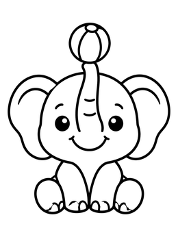 Free printable Cute Baby Elephant Balancing A Ball coloring page