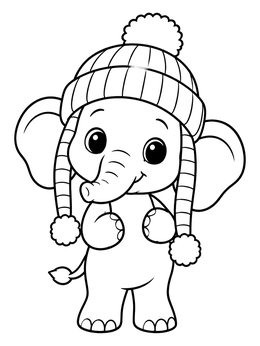 Free printable Baby Elephant In Knit Beanie coloring page