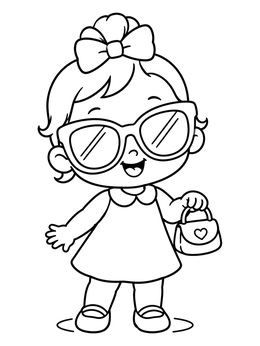Free printable Cute Toddler With Sunglasses And Purse coloring page