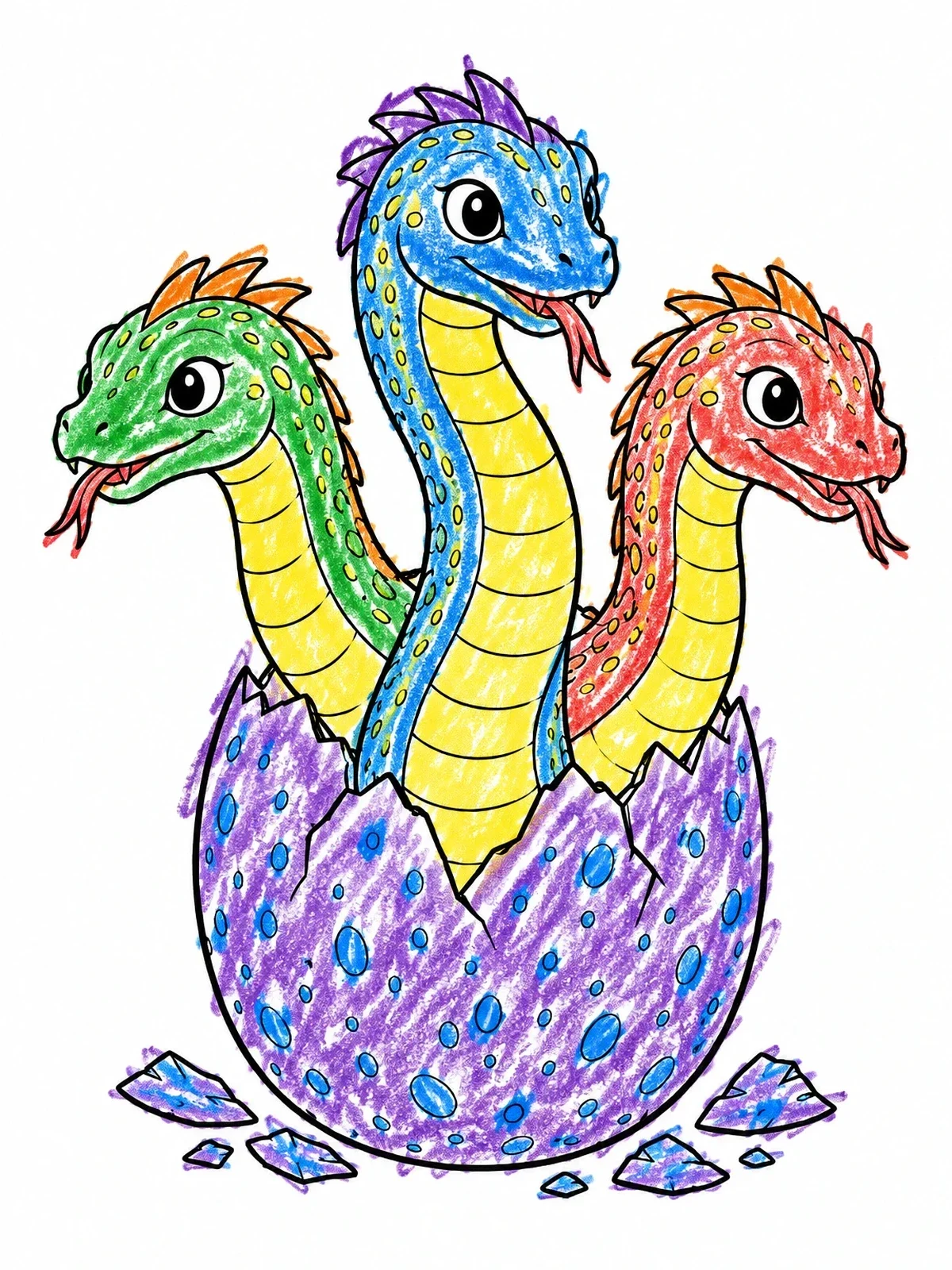 Colored example of the Baby Hydra Hatching From Egg coloring page