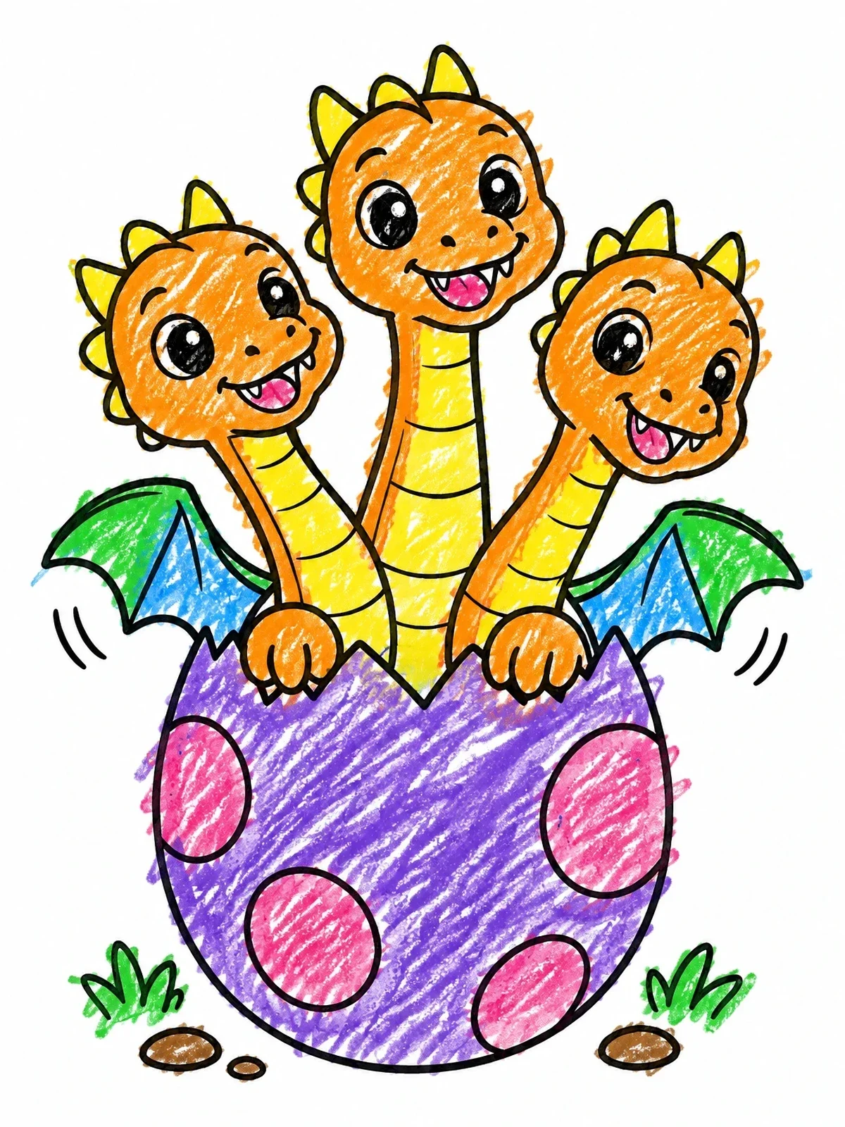 Colored example of the Cute Baby Hydra Hatching From Egg coloring page