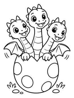 Free printable Cute Baby Hydra Hatching From Egg coloring page
