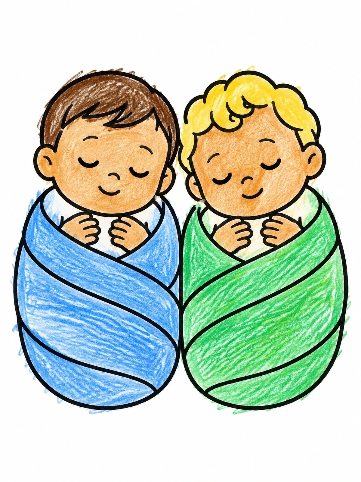 Colored example of the Baby Jacob And Esau Sleeping coloring page