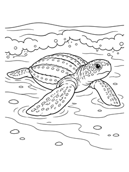 Free printable Baby Leatherback Sea Turtle In Surf coloring page