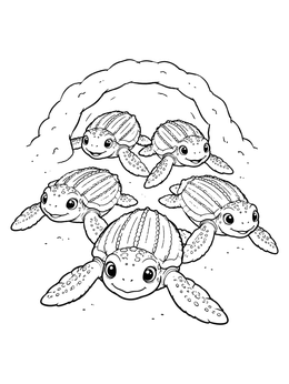 Free printable Baby Leatherback Turtles Hatching coloring page