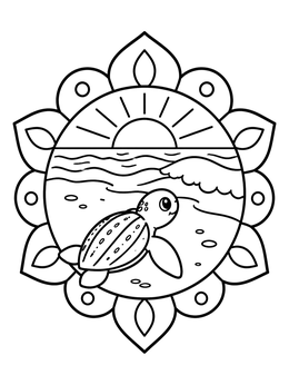 Free printable Baby Leatherback Turtle At Sunrise coloring page