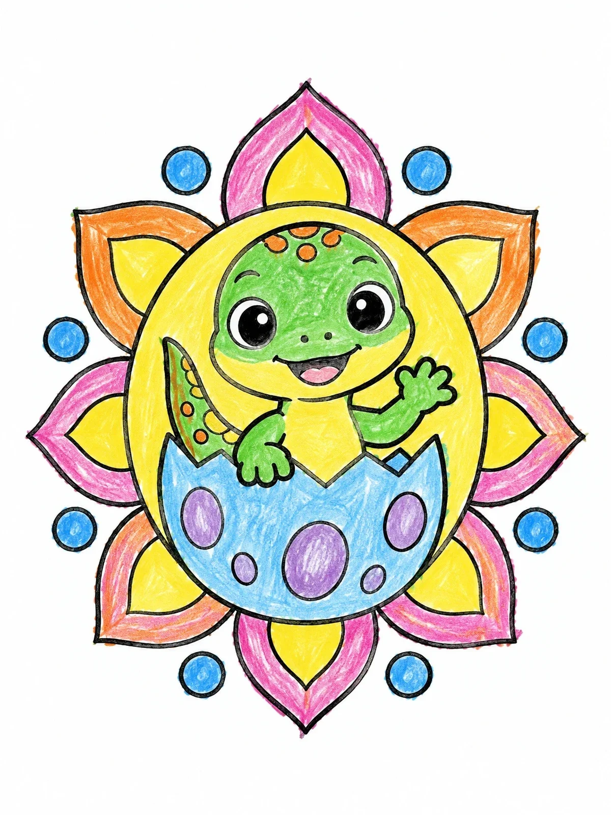 Colored example of the Baby Lizard Hatching From Egg coloring page