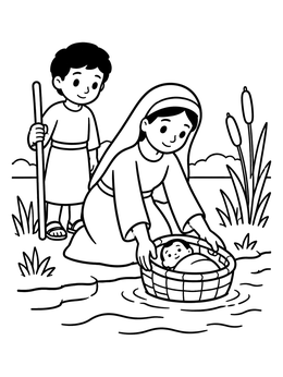 Free printable Baby Moses In The Nile River coloring page